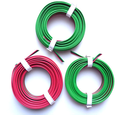 3 Rollen (0,73 /m) 5m 3-adriges Kabel 0,14mm² Grün-Schwarz-Rot für Roco