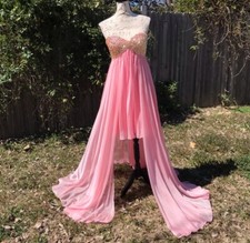 NWT New La Femme Pink Silver Beaded Sparkle Prom Pink Dress Size 2 Orig 478