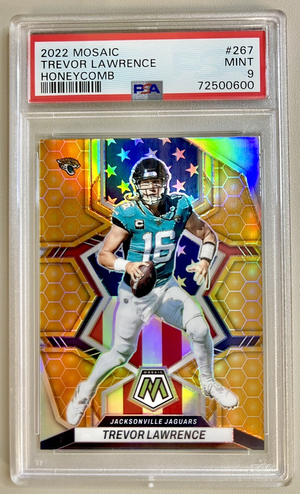 2022 Panini Mosaic Honeycomb Trevor Lawrence National Pride SSP PSA 9. Pop 6