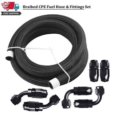 Nylon Braided Fuel Line -4AN-6AN-8AN-10AN- Oil/Gas/Fuel Hose End Fittings Kit US