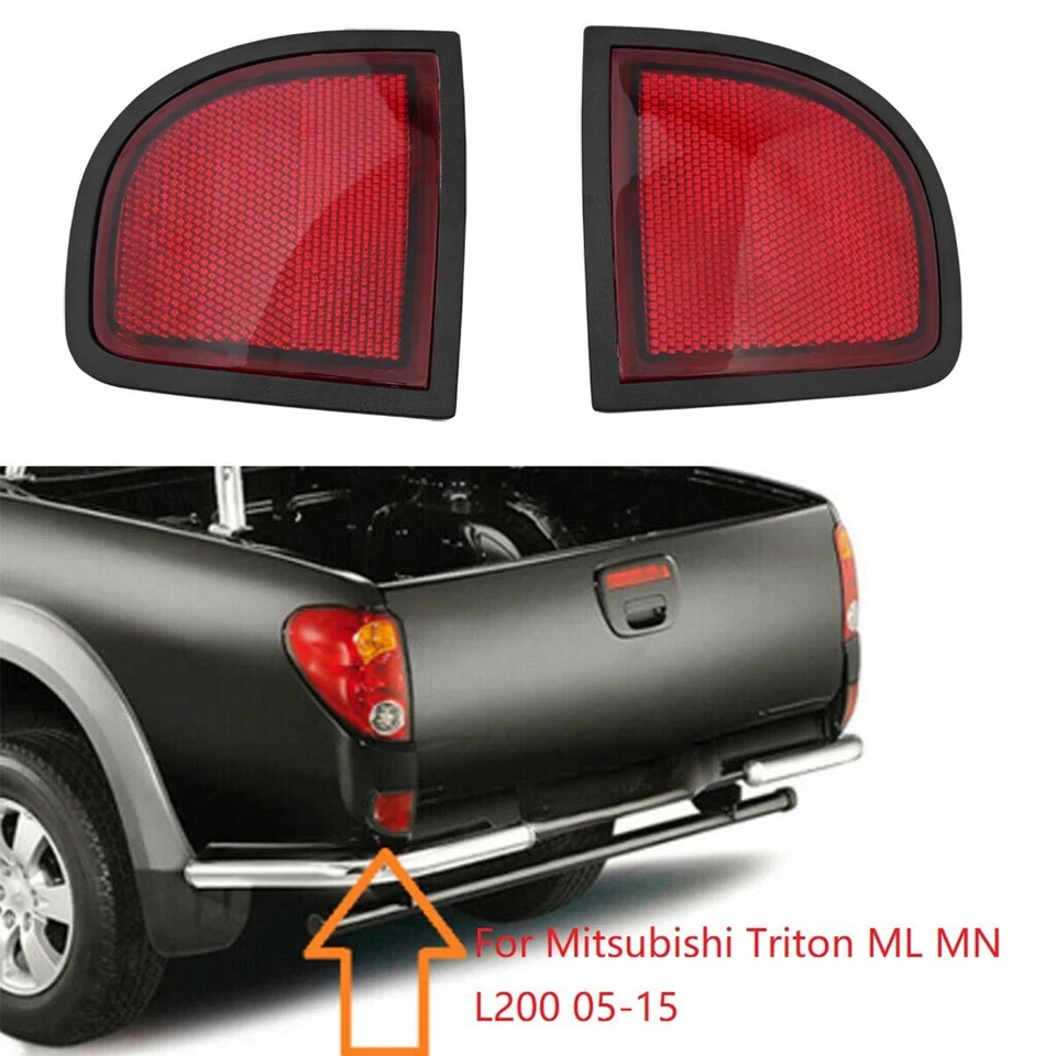 Par de reflectores traseros rojos izquierdo y derecho para Mitsubishi L200 2006-2016 Foto 2 de 4