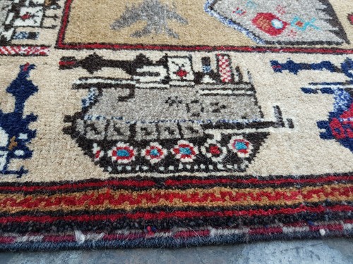 War Rug Handmade Afghan War art Rug Shindand war rug 135x82 cm - Picture 11 of 12