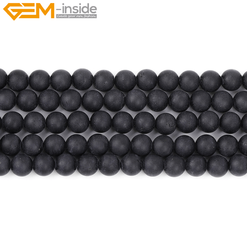 Natural Gemstone Frost Matte Black Tourmaline Loose Beads For Jewelry Making 15" - Picture 25 of 43