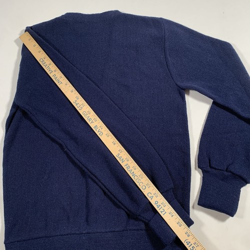 De Colección Años 70 Le Tigre Campus Cárdigan Suéter Para Hombres Mediano Abotonado Suéter Azul Marino Nuevo con Etiquetas - Imagen 9 de 10