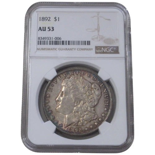 $1 1892 MORGAN SILVER DOLLAR NGC AU 53