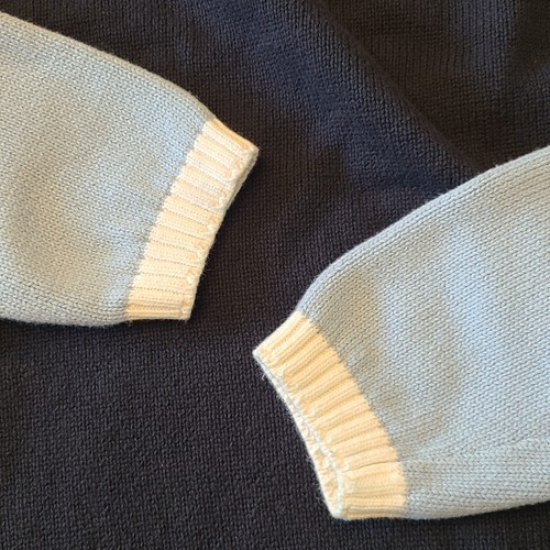 Vintage 90s Structure Men’s Sweater L Blue/Navy White Trim Cotton Knit - Picture 7 of 12