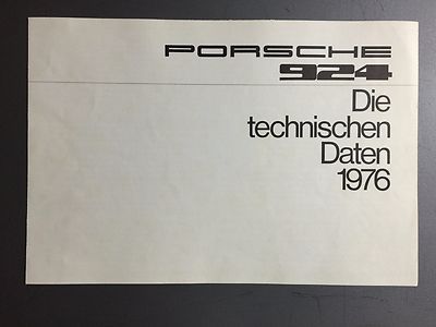 1976 Porsche 924 Technical Data Showroom Sales Folder / Prospekt German RARE!!