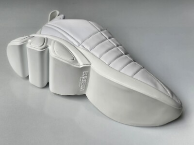 BURBERRY White Check Quilted Leather Axburton Logo SNEAKERS