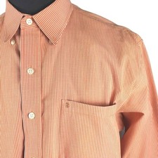 Izod mens button front dress shirt orange size XL/TG plaid chest pocket