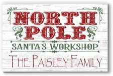Personalized Santa's Workshop Christmas Sign - Custom Family Name
