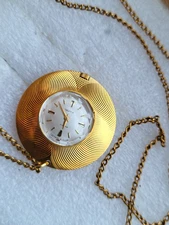 Vintage USSR Soviet Era Watch Chaika Pendant Gold Plated case + Chain Mechanical