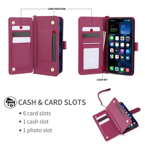 For XiaoMi Poco X7 Pro 5G, Luxury Multi-function Leather Wallet Stand Case Cover - Picture 6 of 23
