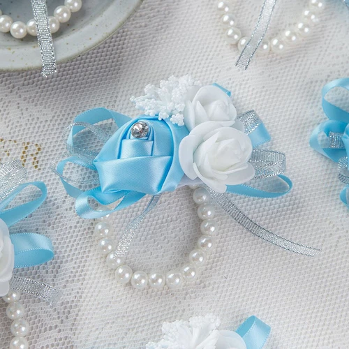 Bridesmaid Wrist Corsage Bracelet Pearl Hand Flowers Wedding Party Prom Decor UK - Picture 18 of 18