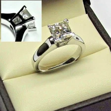 IGI Certified 2 Ct Princess Cut Lab Grown Diamond Solitaire Ring 14k White Gold