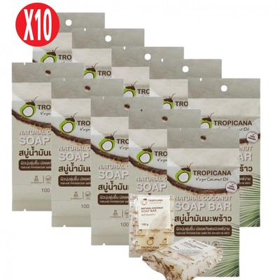 10X Tropicana 100% Coconut Oil Soap Smooth Soft Moisturized Original [100g.X10]