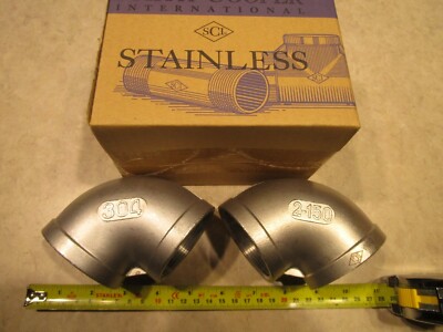 LOT OF 2 SMITH & COOPER 90 DEGREE FEMALE ELBOWS 2'' NPT, 150 CLASS, 304 SS, E0168