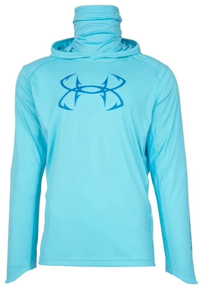 UNDER ARMOUR Men's Iso-Chill Hook Gaiter Hoodie NWT Fresco Blue / Cruise  LARGE