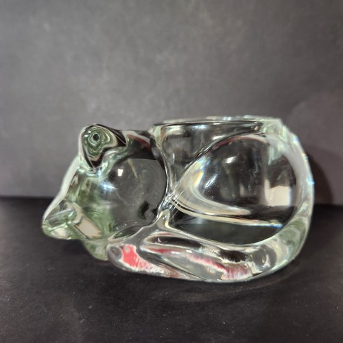 Indiana Glass Clear Crystal 2 1/4" Cat Kitten Votive Candle Holder Made in USA - Picture 7 of 9
