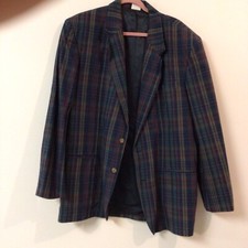 Men  s Claiborne Plaid Suit Top Blazer 100 Cotton 42L