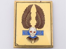 1980s Winged Skull Biker Ride to Live Solid Brass Vintage Belt Buckle