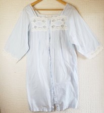 Vintage Barbizon Pastel Blue 100 Cotton House Gown Robe House Coat Medium-Lrg.