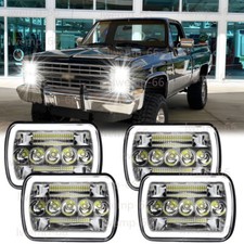 4pcs 4x6" LED Headlights HI-LO Beam Lamp for Chevy Pickup 1981-87 C10 K10 Blazer