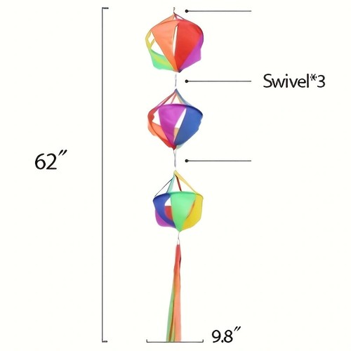 62" Rainbow Wind Spinner Windsock Kite Tail Colorful for Garden Yard Outdoor Kid - Picture 8 of 8