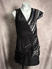 Marc By Marc Jacobs Black Silk Mini Dress Metallic Sequins XS Fits Up To Size 6