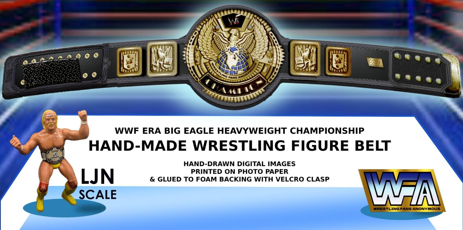 WWF Hand Made Ljn Scale BIG Eagle Wrestling Figure Belt