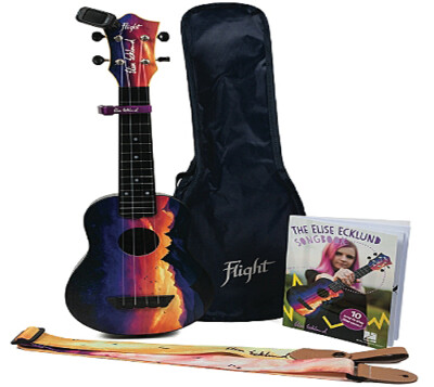 New Flight Elise Ecklund Sunset Travel Ukulele Bundle