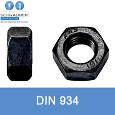 Sechkantmuttern Feingewinde DIN 934 10 Schwarz Blank Muttern M8 - M30 Sechskant