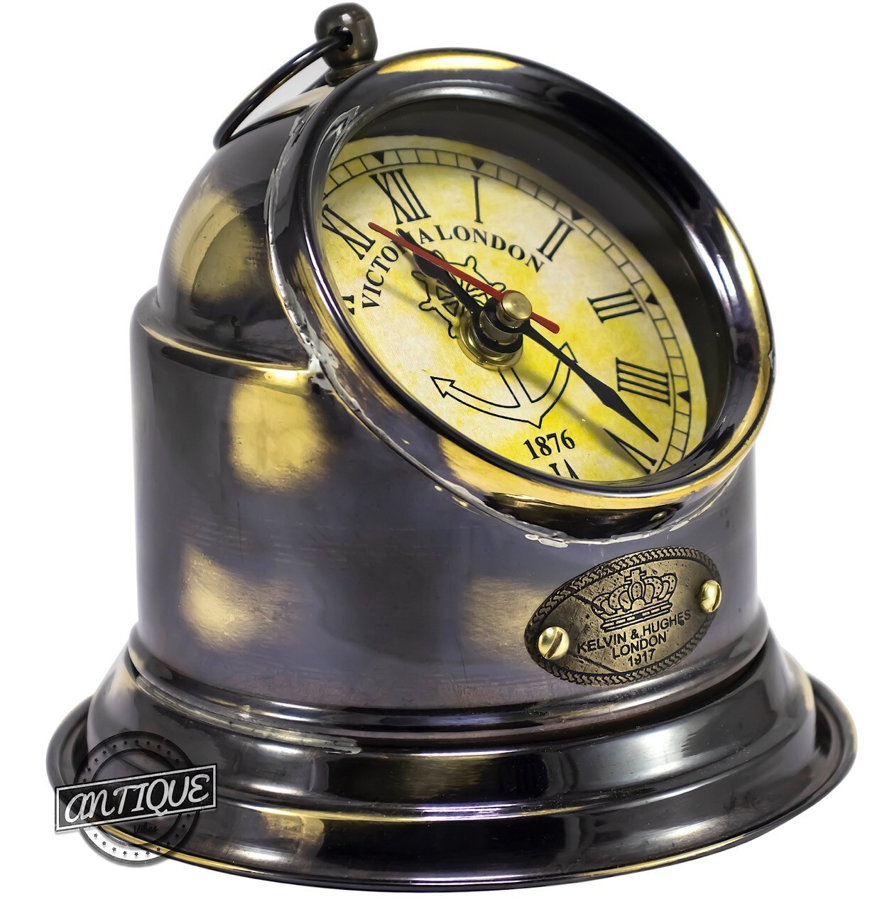 Vintage Desk Clock Brass Victoria London Antique Finish Table Clock ...