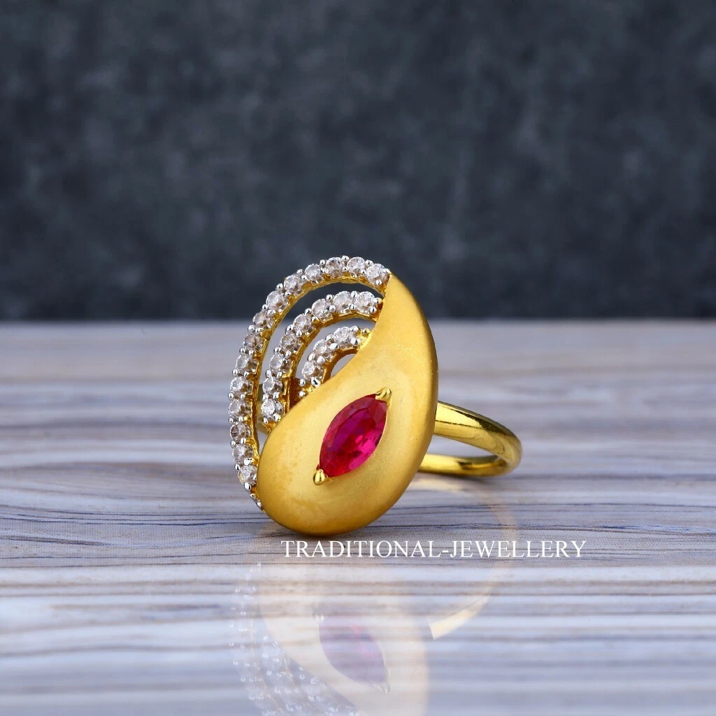 22k Gold Ring Beautiful Multi Stone Studded Ladies Jewelry Select