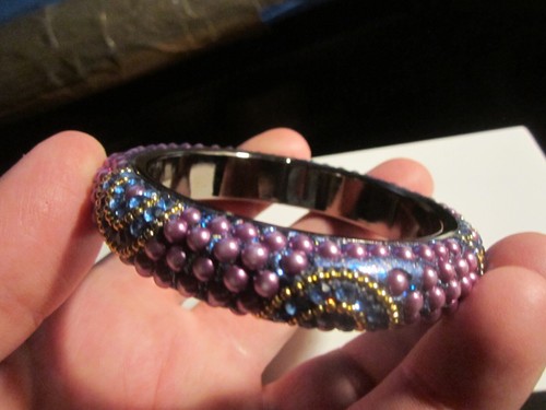 BRACCIALE VINTAGE CRISTALLI VERDI - PESANTE - ADATTO FINO A 7" - BBA35 - Foto 2 di 3