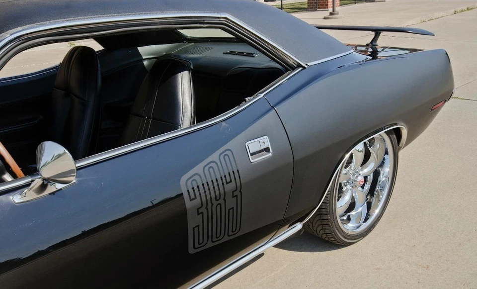 Kit de rayas para valla publicitaria Plymouth Cuda 1971 383 negro mate plano para 1971 Foto 2 de 3