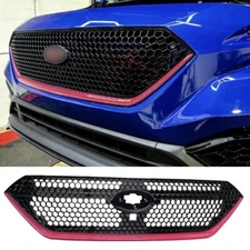 Front Bumper Black Grille Grill Red Trim Stripe Assembly FIT 2022-23 Subaru WRX