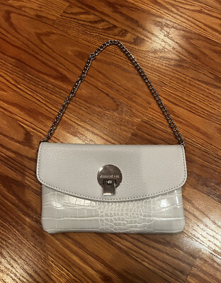 Vintage RARE Anne Klein Grey Leather Shoulder Bag Mini Purse