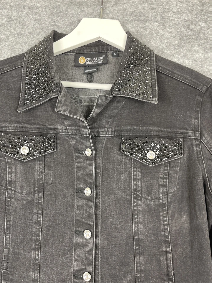 Chaqueta Christine Alexander Mujer Grande Denim Elastizada Embellecida Western Bling Foto 2 de 4