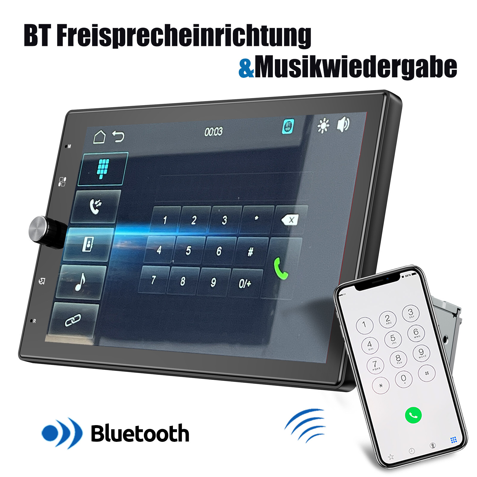 Autoradio 10,4" Carplay Android Auto Drehbarer Bildschirm USB TF EQ Kamera 1 DIN - Bild 7 von 14