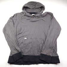 Matix Stevenson Henley Knit Long Sleeve Hooded Pullover Gray Stripe Men's Large