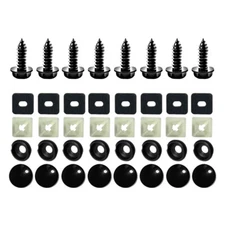 Black License Plate Screws Stainless Steel Bolts Caps Car Universal Fastener Kit