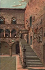 Vintage Postcard Firenze Cortile Del Palazzo Podesta Stairway Florence Italy