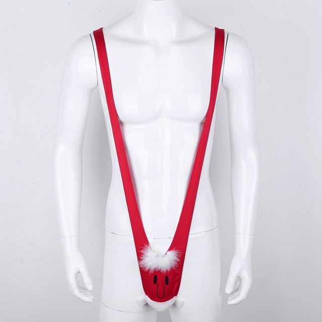 Mens Christmas Santa Claus Costume Festival Holiday Boxer Shorts Thong