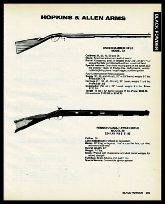 1989 HOPKINS & ALLEN Underhammer 32, Pennsylvania Hawken 29 Blackpowder ...
