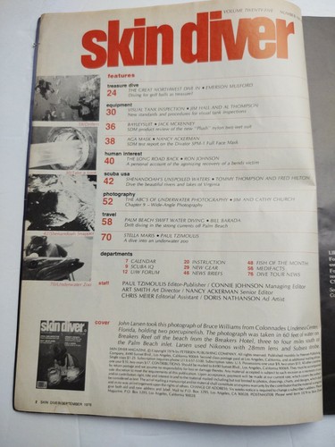 Vintage SKIN DIVER MAGAZINE, September 1976 Single Issue Magazine. - Picture 2 of 3