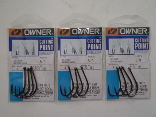 3pack Owner Aki Saltwater Special Fly Fishing Hooks Model 5170 Choose Size - Picture 1 of 8
