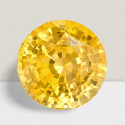 Yellow Sapphire Round Cut Gemstone 4.50 Cts - 11 mm Flawless Loose Gem