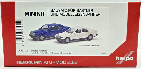 Mercedes-Benz 190E 2Er Set Blau/Classicweiß 1:87 Herpa Minikit 012409-009-image