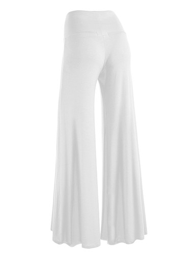 Women Palazzo Ladies Plain Leggings Flared Wide Leg Pants Baggy Trousers 8-22 - Picture 95 of 99