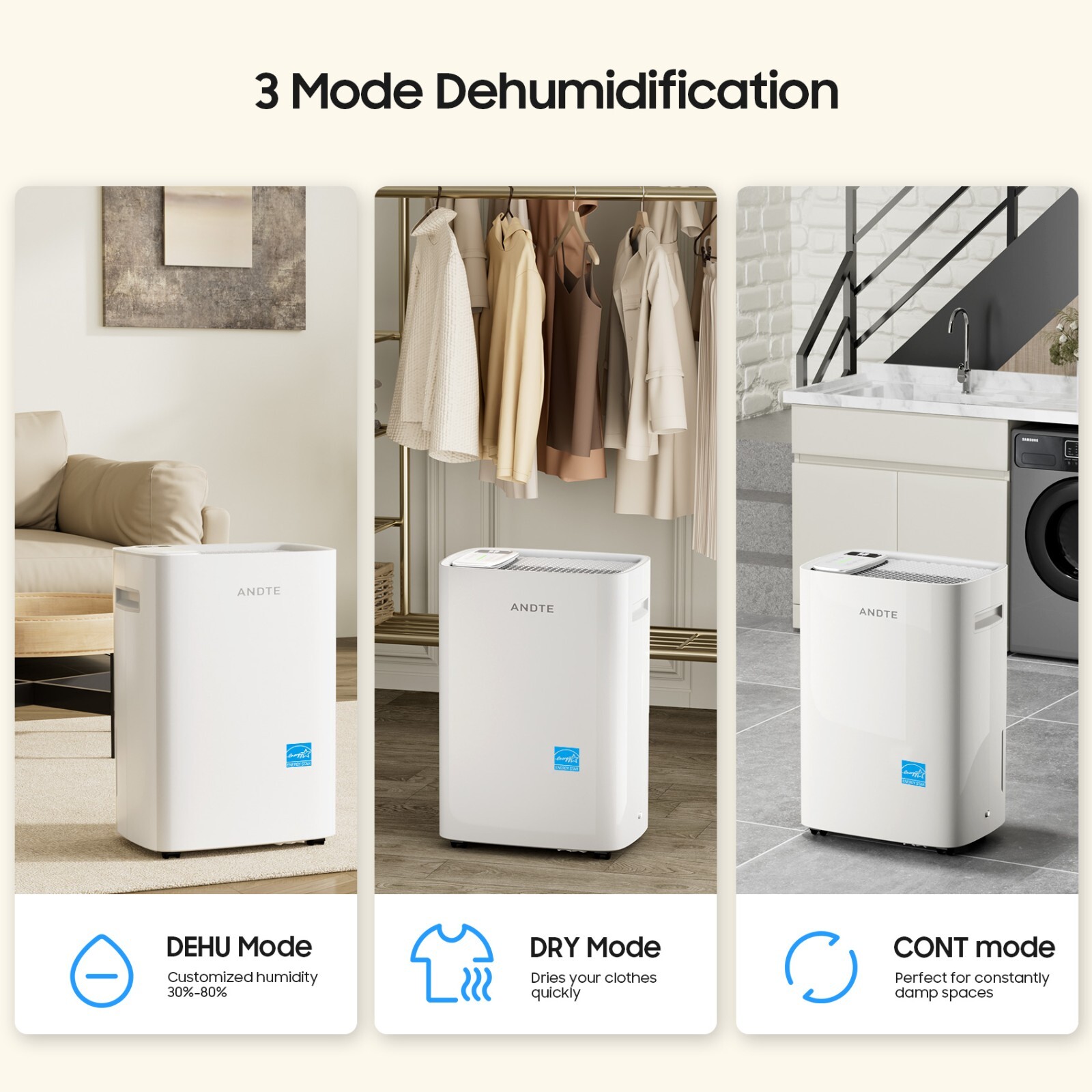 50 Pints Energy Star Dehumidifier for Home, 4500 Sq.Ft Basement